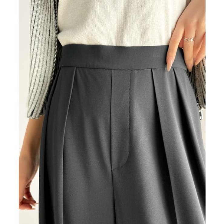 すっきりシルエット。防シワ効果素材2タックハイウエストワイドパンツ | Classical Elf  | 詳細画像28 