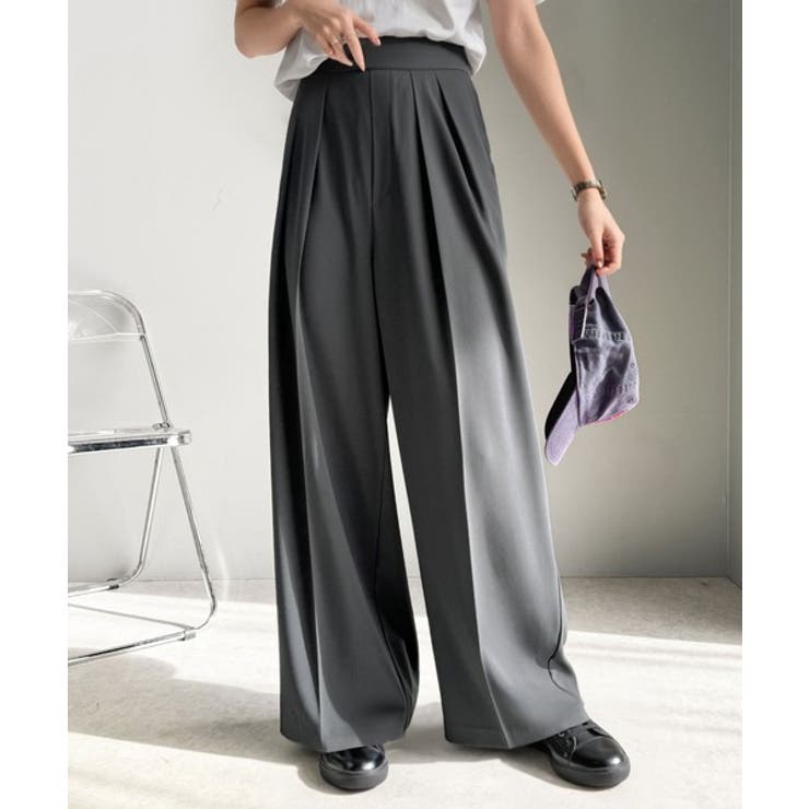 すっきりシルエット。防シワ効果素材2タックハイウエストワイドパンツ | Classical Elf  | 詳細画像31 