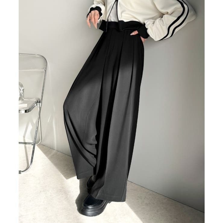 すっきりシルエット。防シワ効果素材2タックハイウエストワイドパンツ | Classical Elf  | 詳細画像9 