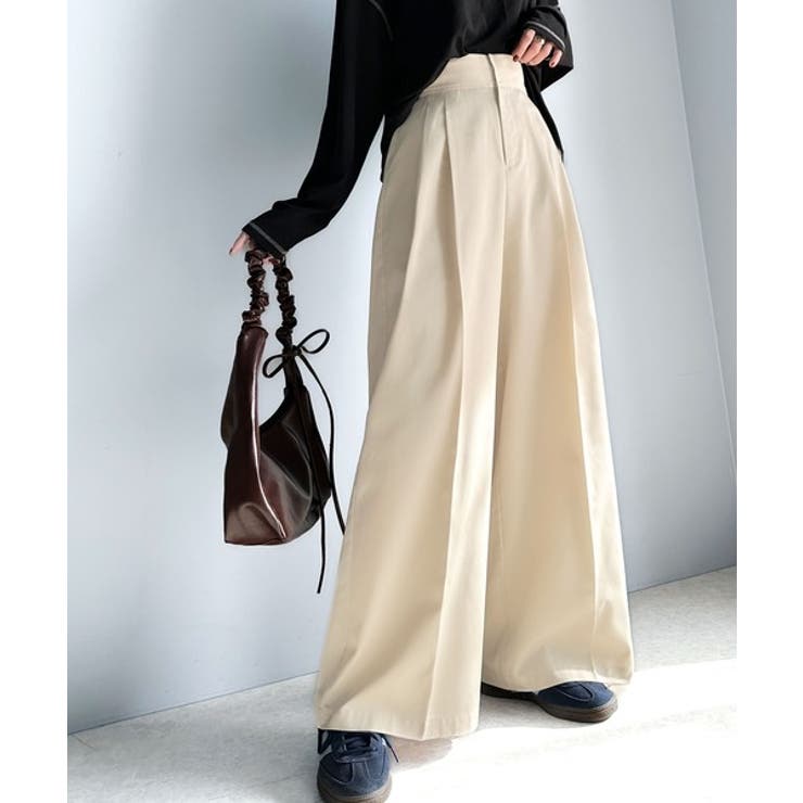 上品なデザインと履き心地。タック使いワイドシルエットハイウエストスラックス | Classical Elf  | 詳細画像6 