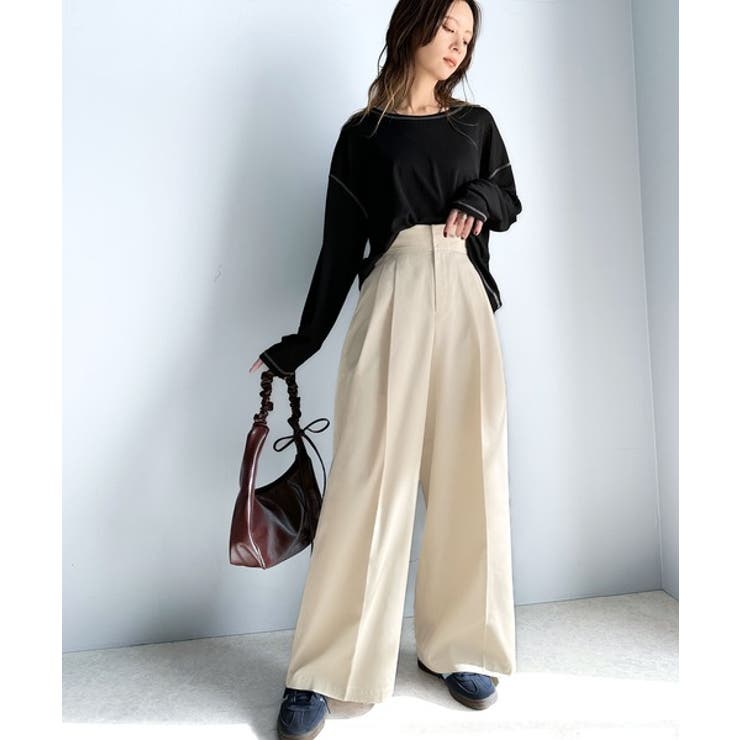 上品なデザインと履き心地。タック使いワイドシルエットハイウエストスラックス | Classical Elf  | 詳細画像2 