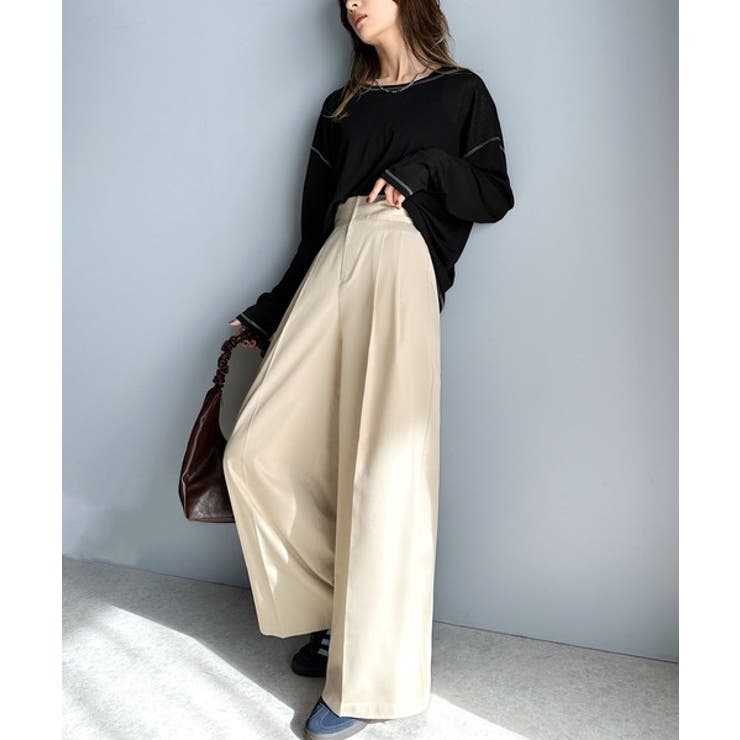 セール】Wide tapered two tuck slacks / ワイドテーパード 2