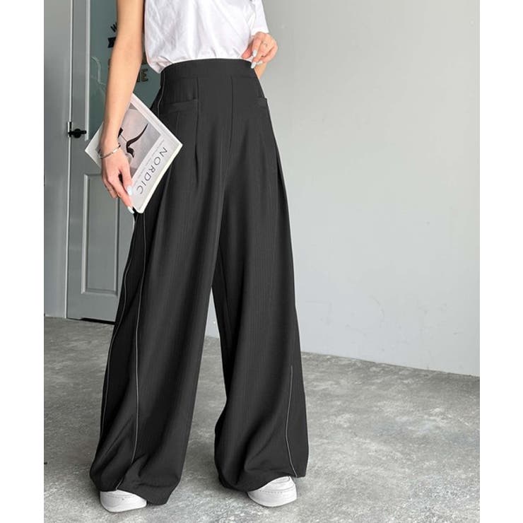 トレンドライクな美シルエット。パイピングジャージワイドパンツ（接触冷感機能 防シ… | Classical Elf  | 詳細画像7 