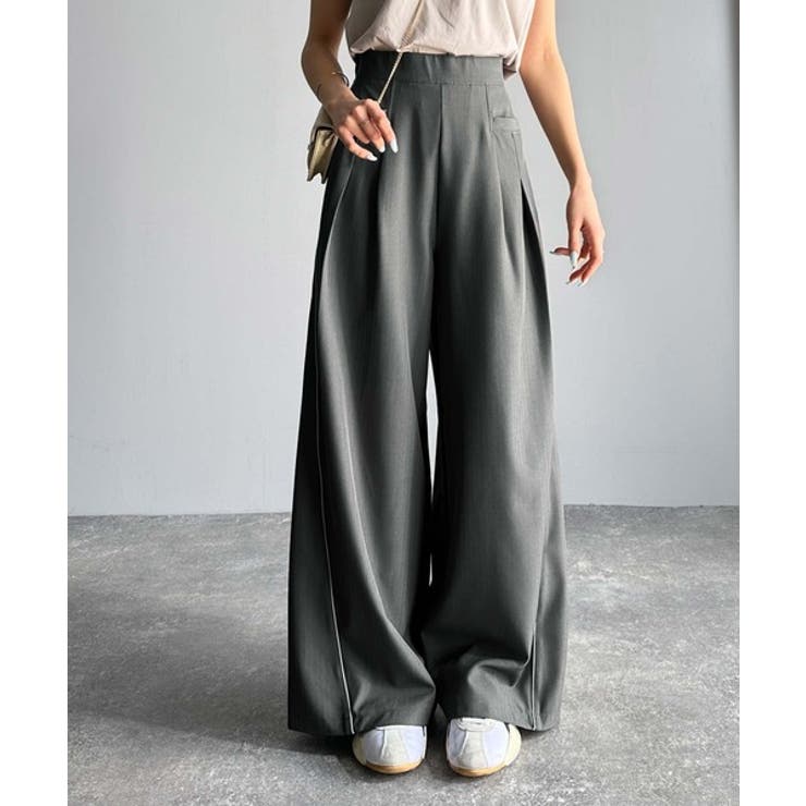 トレンドライクな美シルエット。パイピングジャージワイドパンツ（接触冷感機能 防シ… | Classical Elf  | 詳細画像8 