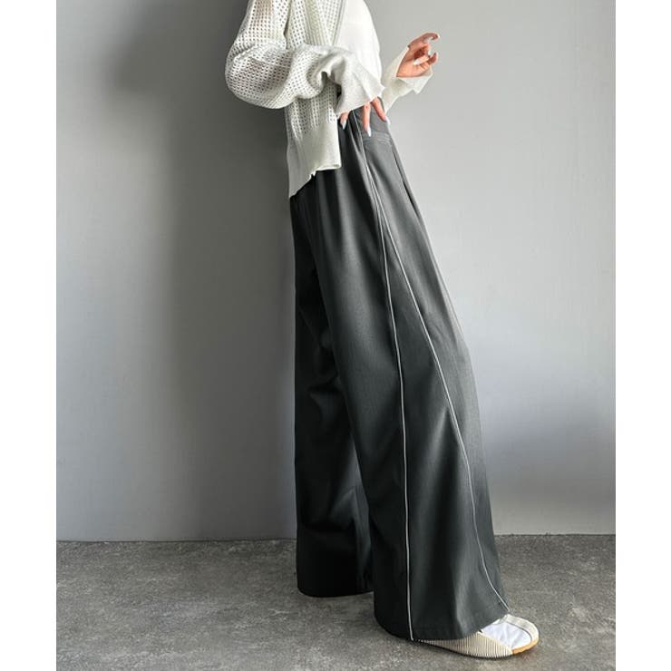 トレンドライクな美シルエット。パイピングジャージワイドパンツ（接触冷感機能 防シ… | Classical Elf  | 詳細画像11 