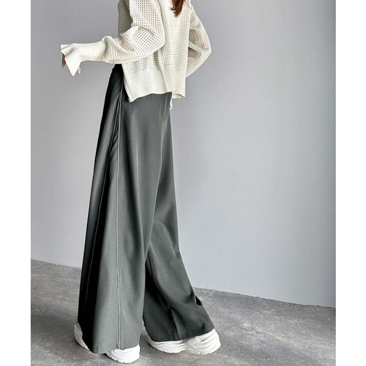 トレンドライクな美シルエット。パイピングジャージワイドパンツ（接触冷感機能 防シ… | Classical Elf  | 詳細画像12 