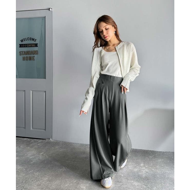 トレンドライクな美シルエット。パイピングジャージワイドパンツ（接触冷感機能 防シ… | Classical Elf  | 詳細画像13 