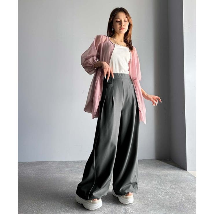 トレンドライクな美シルエット。パイピングジャージワイドパンツ（接触冷感機能 防シ… | Classical Elf  | 詳細画像15 