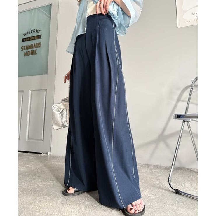 トレンドライクな美シルエット。パイピングジャージワイドパンツ（接触冷感機能 防シ… | Classical Elf  | 詳細画像18 