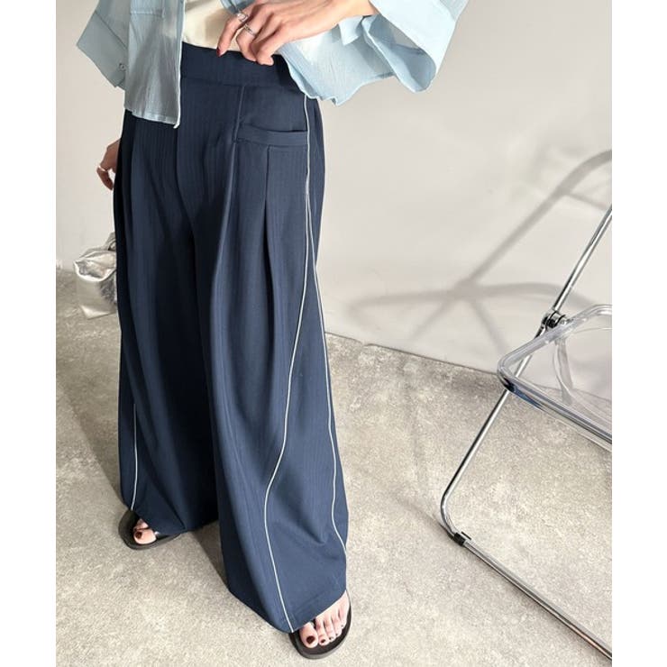 トレンドライクな美シルエット。パイピングジャージワイドパンツ（接触冷感機能 防シ… | Classical Elf  | 詳細画像19 