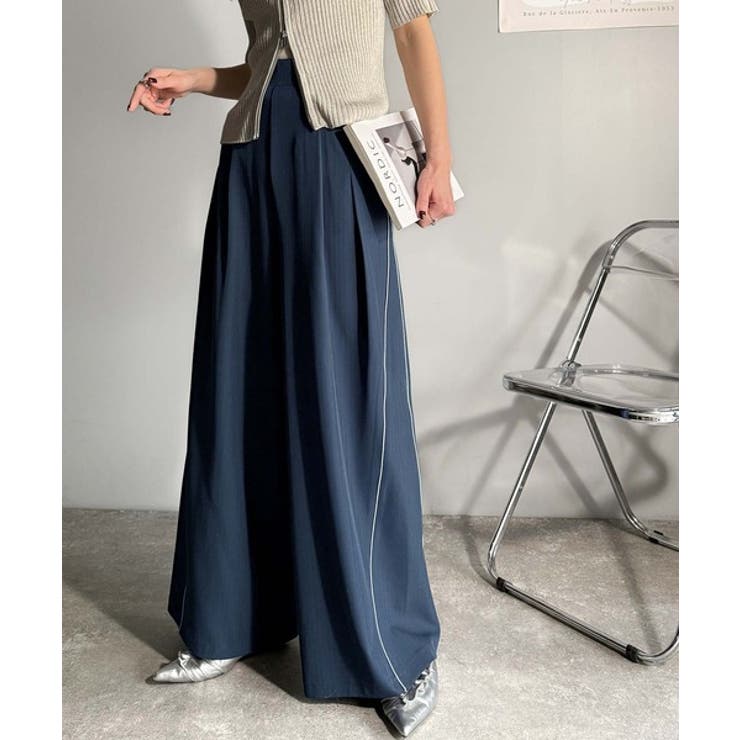 トレンドライクな美シルエット。パイピングジャージワイドパンツ（接触冷感機能 防シ… | Classical Elf  | 詳細画像20 