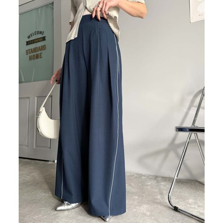 トレンドライクな美シルエット。パイピングジャージワイドパンツ（接触冷感機能 防シ… | Classical Elf  | 詳細画像23 