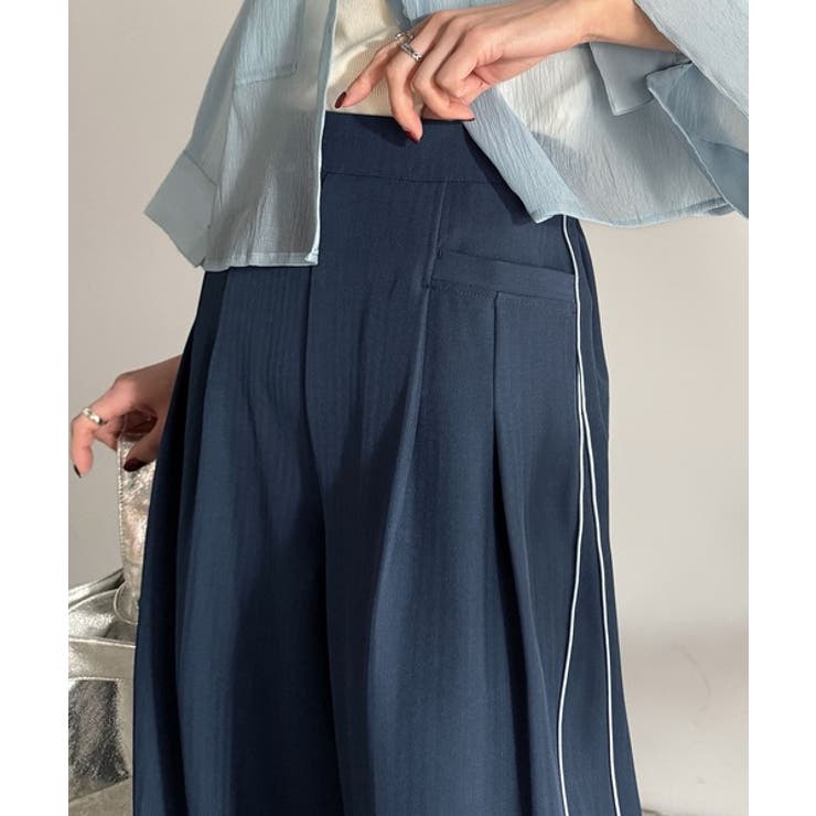 トレンドライクな美シルエット。パイピングジャージワイドパンツ（接触冷感機能 防シ… | Classical Elf  | 詳細画像24 