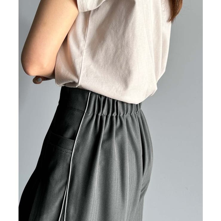 トレンドライクな美シルエット。パイピングジャージワイドパンツ（接触冷感機能 防シ… | Classical Elf  | 詳細画像27 