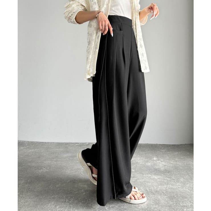 トレンドライクな美シルエット。パイピングジャージワイドパンツ（接触冷感機能 防シ… | Classical Elf  | 詳細画像4 