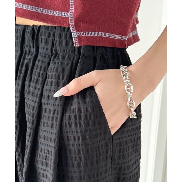 スタイリッシュデザイン&大人リラックシー。美脚魅せサッカー素材ワイドストレートイ… | Classical Elf  | 詳細画像9 