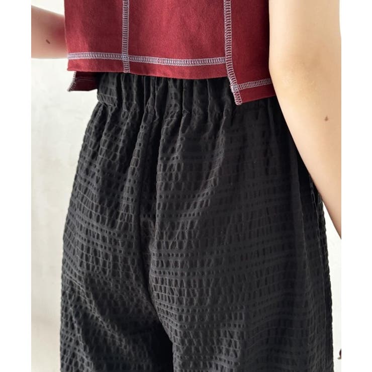 スタイリッシュデザイン&大人リラックシー。美脚魅せサッカー素材ワイドストレートイ… | Classical Elf  | 詳細画像10 