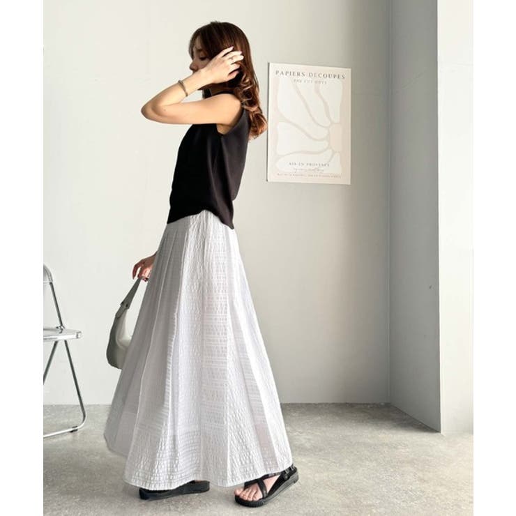 ふんわり愛されシルエット。チェックレースジャガードタックフレアスカート（ロング丈… | Classical Elf  | 詳細画像3 