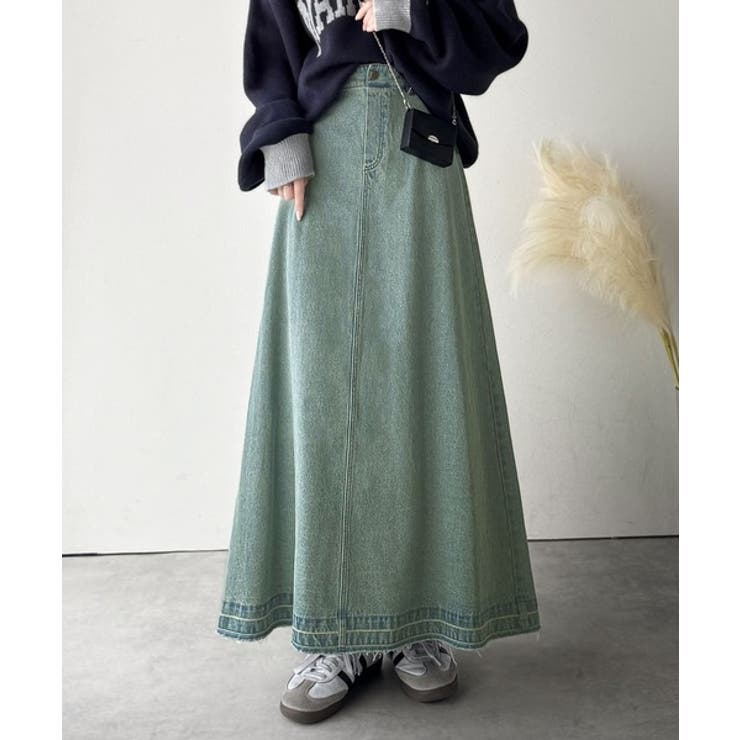 綿100％ 主役級の美フレアスカートでコーデの格上げ デニムフレアスカート（ロン… | Classical Elf  | 詳細画像8 