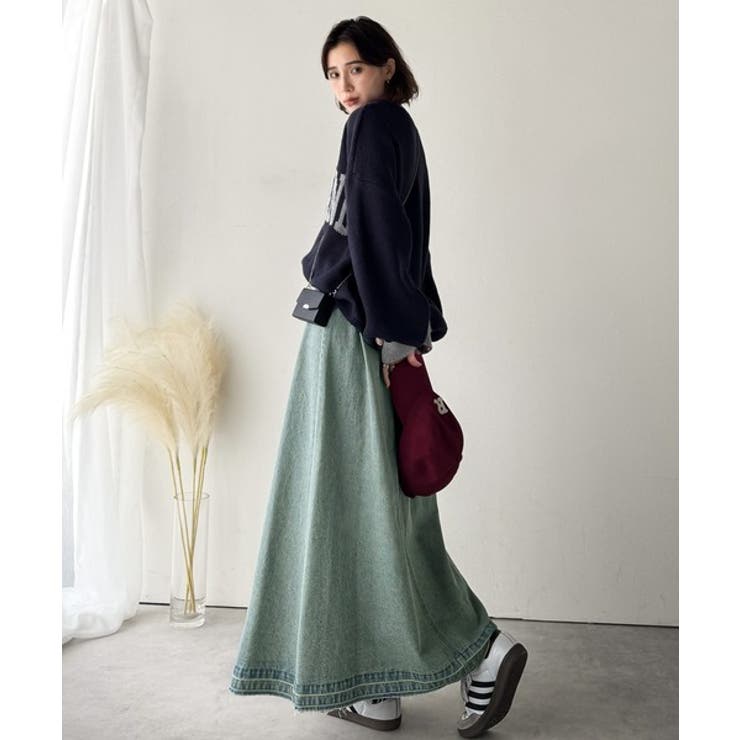 綿100％ 主役級の美フレアスカートでコーデの格上げ デニムフレアスカート（ロン… | Classical Elf  | 詳細画像13 