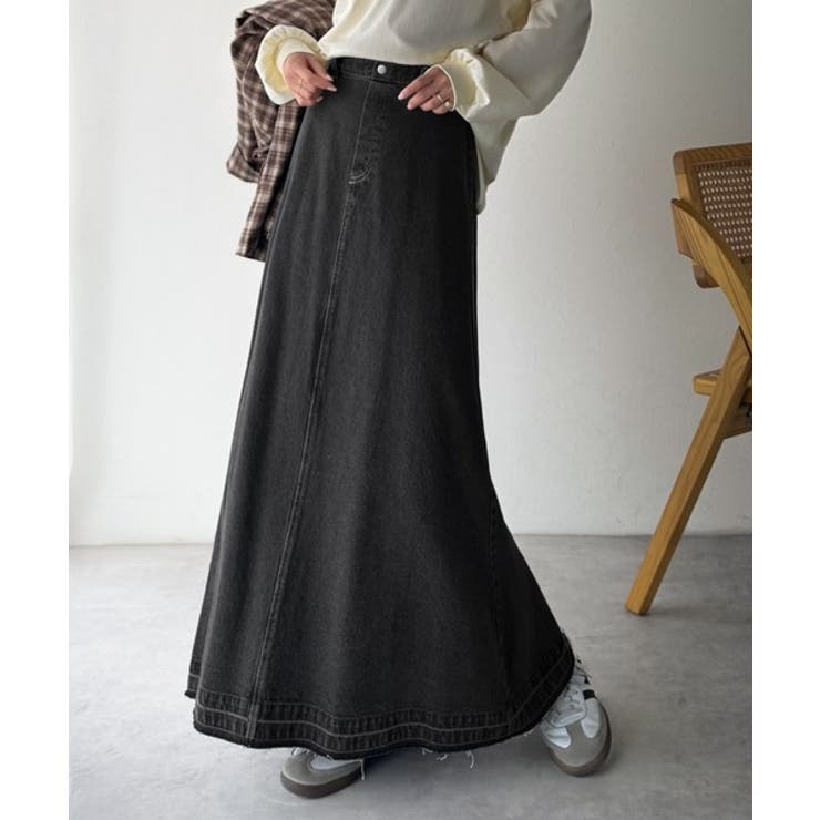 綿100％ 主役級の美フレアスカートでコーデの格上げ デニムフレアスカート（ロン… | Classical Elf  | 詳細画像2 
