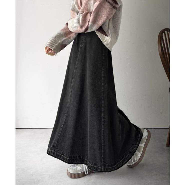 綿100％ 主役級の美フレアスカートでコーデの格上げ デニムフレアスカート（ロン… | Classical Elf  | 詳細画像4 