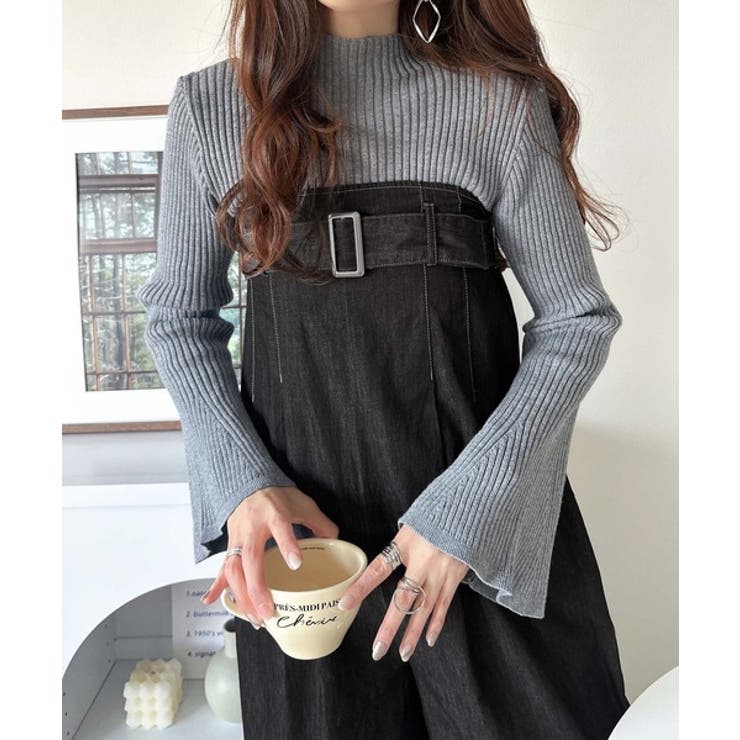 ブラック | 2WAYで楽しむ！旬シルエット。太ベルトライトオンスデニムサロペット | Classical Elf 