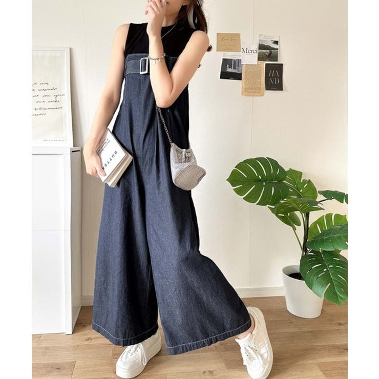 インディゴ | 2WAYで楽しむ！旬シルエット。太ベルトライトオンスデニムサロペット | Classical Elf 
