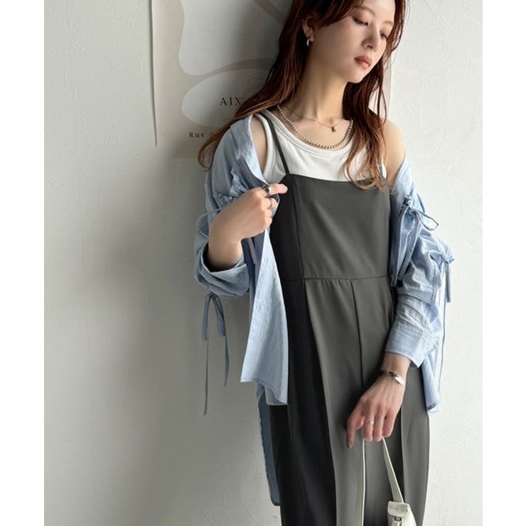 脚長美シルエット！センタープレス入りストレッチキャミサロペット | Classical Elf  | 詳細画像10 