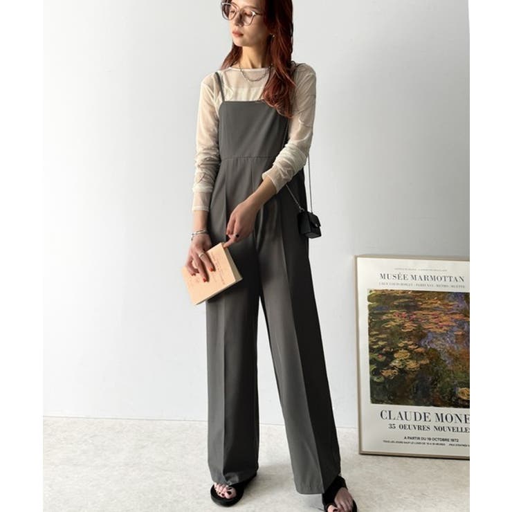 脚長美シルエット！センタープレス入りストレッチキャミサロペット | Classical Elf  | 詳細画像12 