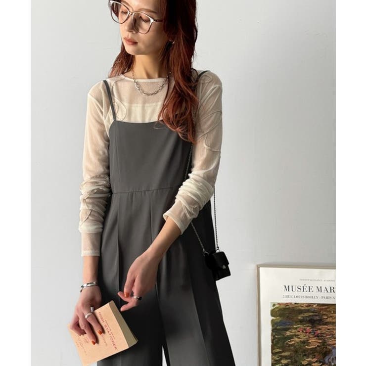 脚長美シルエット！センタープレス入りストレッチキャミサロペット | Classical Elf  | 詳細画像14 