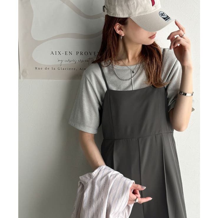 脚長美シルエット！センタープレス入りストレッチキャミサロペット | Classical Elf  | 詳細画像16 