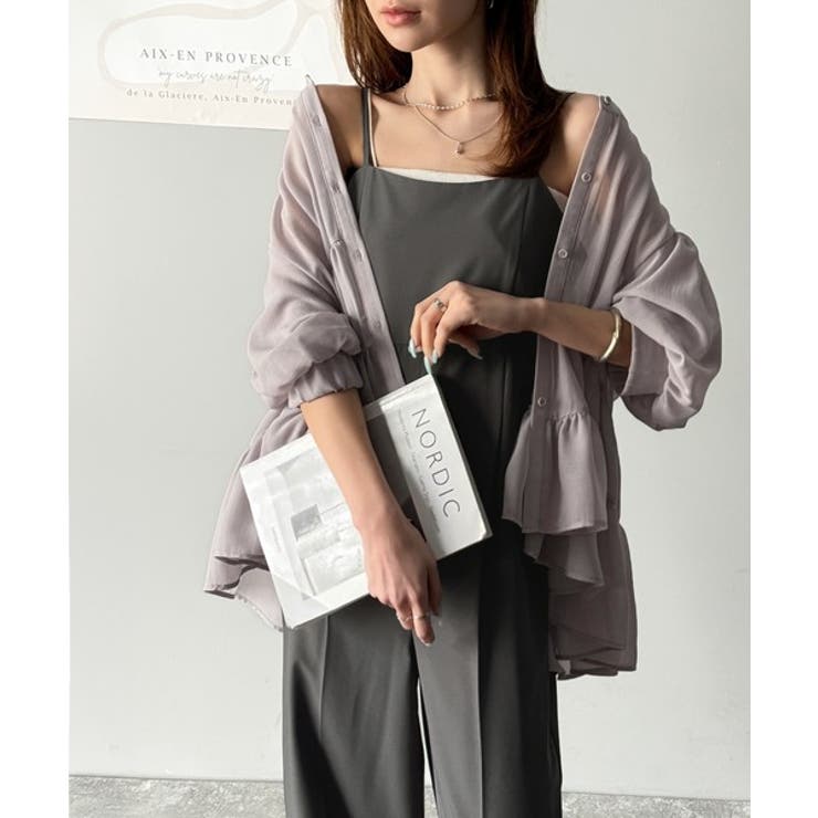 脚長美シルエット！センタープレス入りストレッチキャミサロペット | Classical Elf  | 詳細画像17 