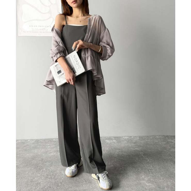 脚長美シルエット！センタープレス入りストレッチキャミサロペット | Classical Elf  | 詳細画像18 