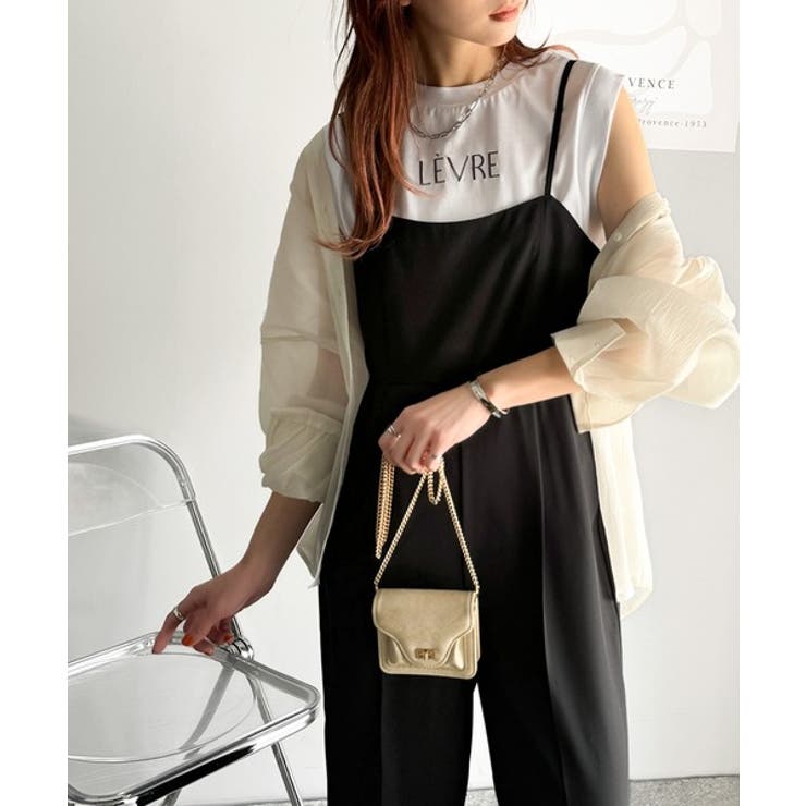 脚長美シルエット！センタープレス入りストレッチキャミサロペット | Classical Elf  | 詳細画像3 