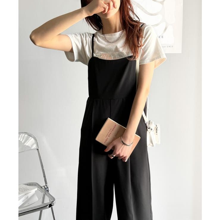 脚長美シルエット！センタープレス入りストレッチキャミサロペット | Classical Elf  | 詳細画像4 