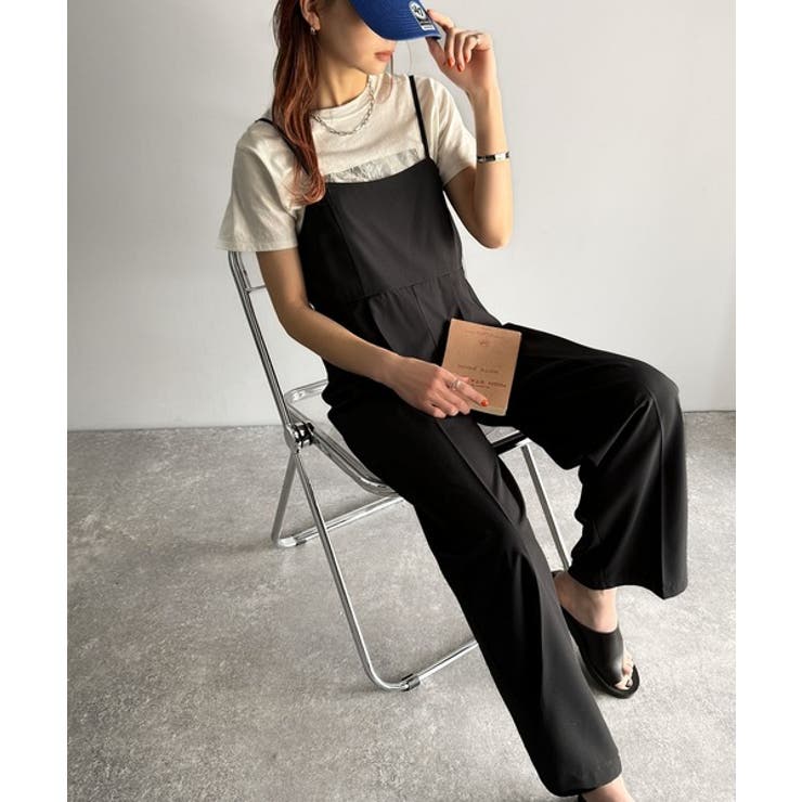 脚長美シルエット！センタープレス入りストレッチキャミサロペット | Classical Elf  | 詳細画像5 