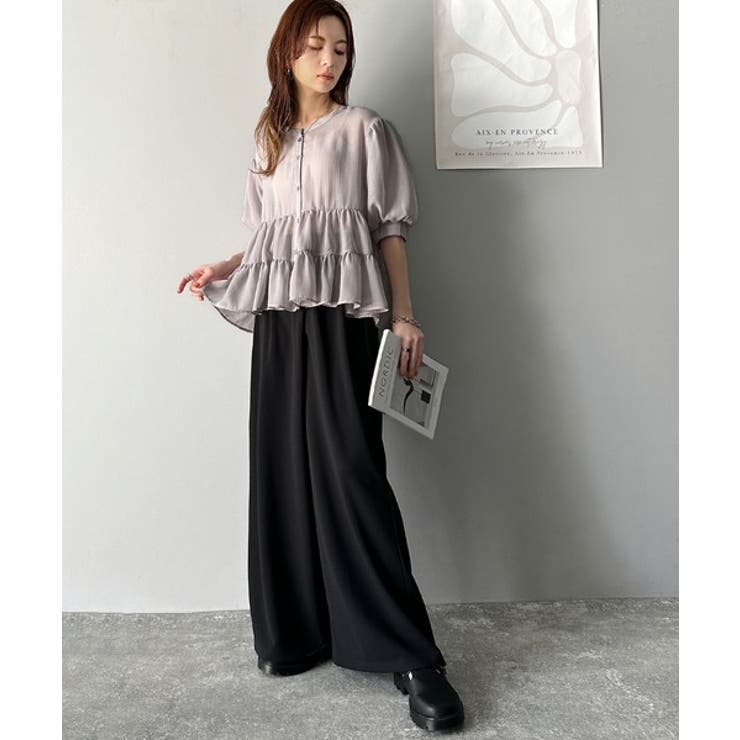 ふんわりフリルで可愛さ倍増！2重ボリューム袖透けティアードブラウス（半袖） | Classical Elf  | 詳細画像19 