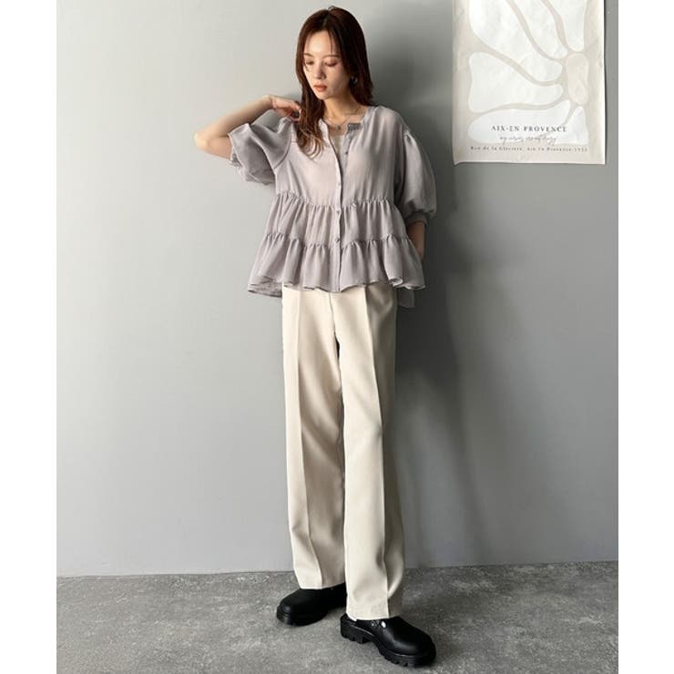 ふんわりフリルで可愛さ倍増！2重ボリューム袖透けティアードブラウス（半袖） | Classical Elf  | 詳細画像22 