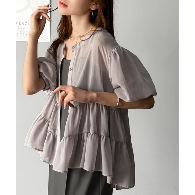 ふんわりフリルで可愛さ倍増！2重ボリューム袖透けティアードブラウス（半袖） | Classical Elf  | 詳細画像23 