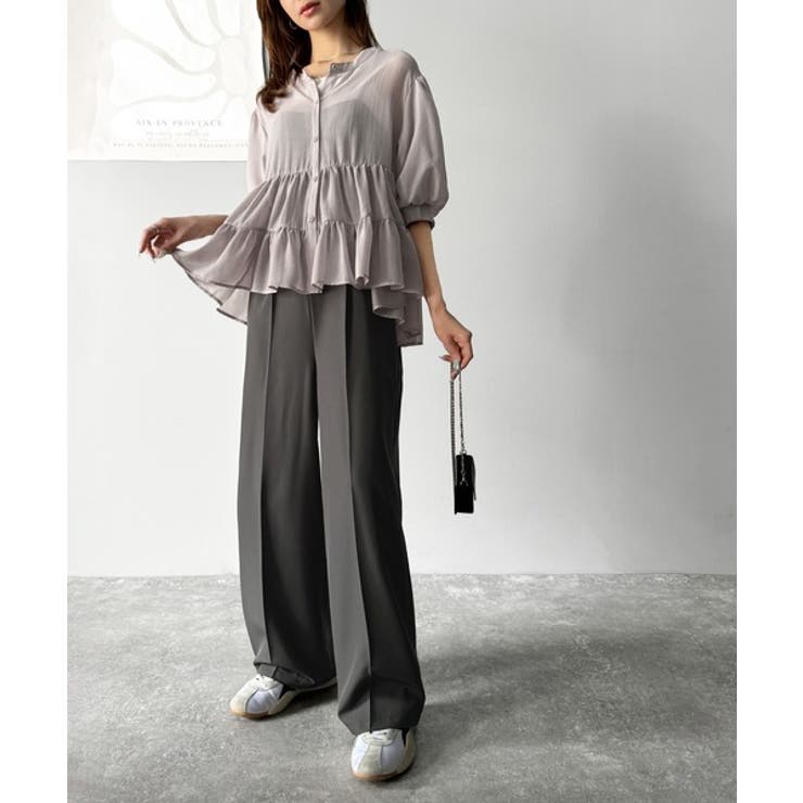 ふんわりフリルで可愛さ倍増！2重ボリューム袖透けティアードブラウス（半袖） | Classical Elf  | 詳細画像26 