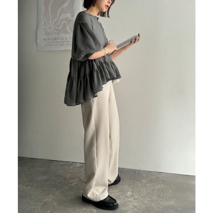 ふんわりフリルで可愛さ倍増！2重ボリューム袖透けティアードブラウス（半袖） | Classical Elf  | 詳細画像31 