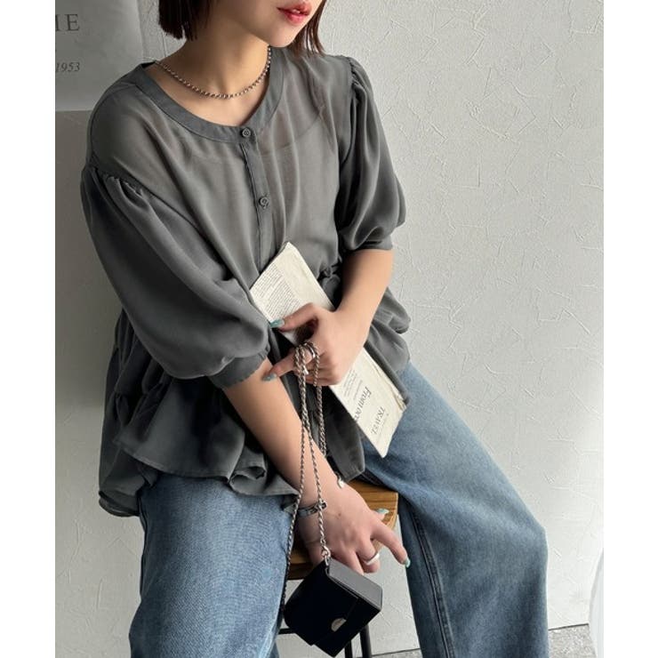 ふんわりフリルで可愛さ倍増！2重ボリューム袖透けティアードブラウス（半袖） | Classical Elf  | 詳細画像37 