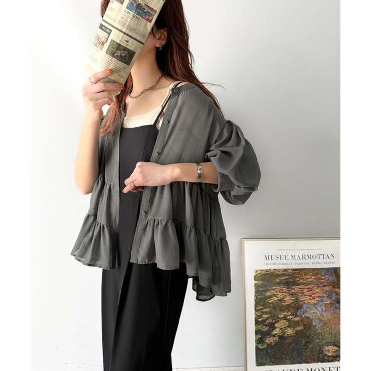 ふんわりフリルで可愛さ倍増！2重ボリューム袖透けティアードブラウス（半袖） | Classical Elf  | 詳細画像41 