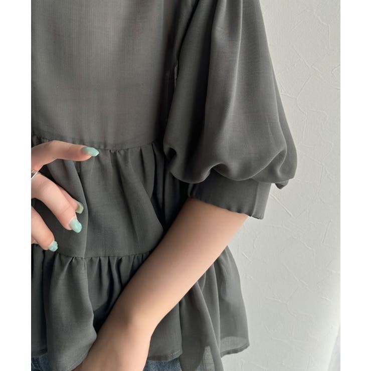 ふんわりフリルで可愛さ倍増！2重ボリューム袖透けティアードブラウス（半袖） | Classical Elf  | 詳細画像44 