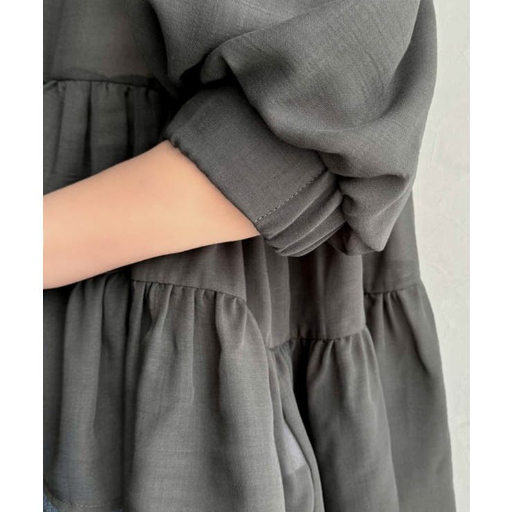 ふんわりフリルで可愛さ倍増！2重ボリューム袖透けティアードブラウス（半袖） | Classical Elf  | 詳細画像45 