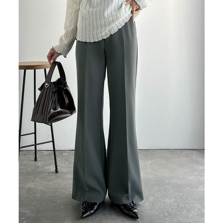 チャコール | 【UVカット・防しわ機能】洗濯機OKの最強アイテム！美脚シルエットフレアパンツ | Classical Elf 