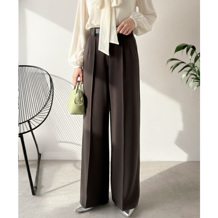 ブラウン | 美脚もこなれ感も両立！大人の洒落ワイドが主役になる、ブラッシュドジャージハイウエ… | Classical Elf 