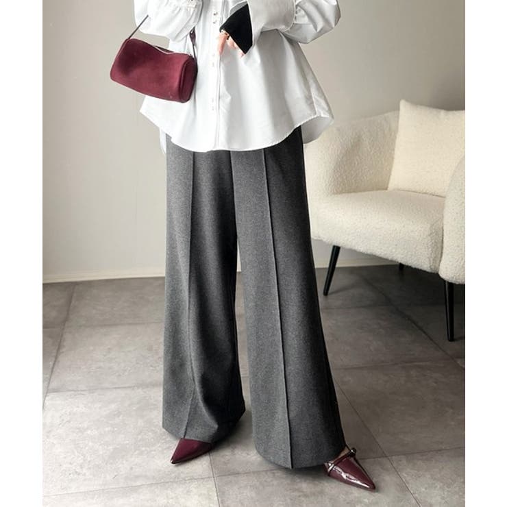 杢チャコール | 美脚もこなれ感も両立！大人の洒落ワイドが主役になる、ブラッシュドジャージハイウエ… | Classical Elf 