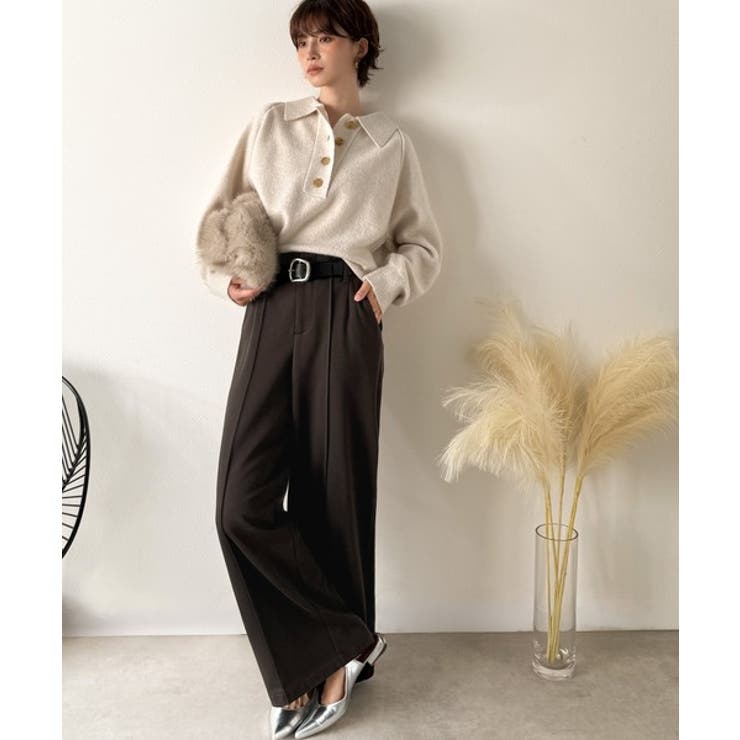 美脚もこなれ感も両立！大人の洒落ワイドが主役になる、ブラッシュドジャージハイウエ… | Classical Elf  | 詳細画像21 